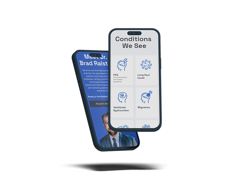 Examples of NeuroHealth Brain Center's responsive web design for mobile devices.